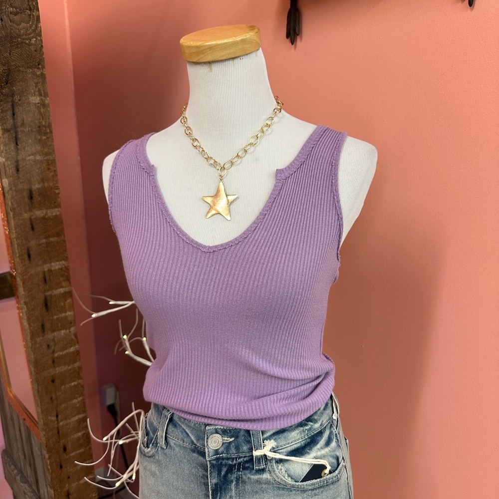 NWT Project Social T Lavender Ribbed Tank Top
